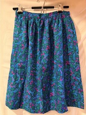 Vintage Blue Bankers Club Floral A-Line Women's Skirt